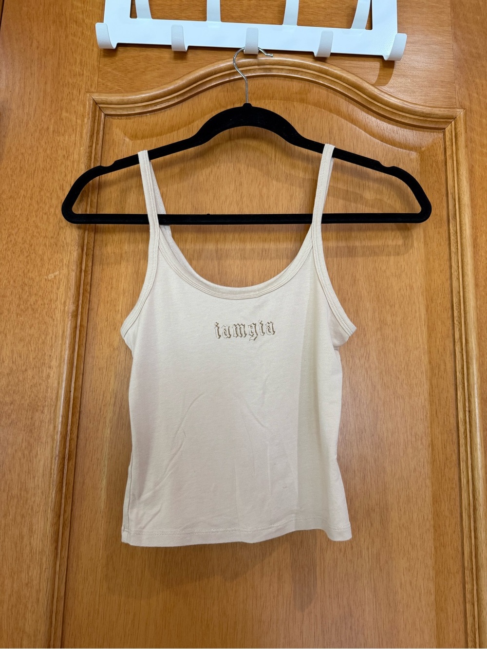 I.AM.GIA Cream Ribbed Camisole Tank Top